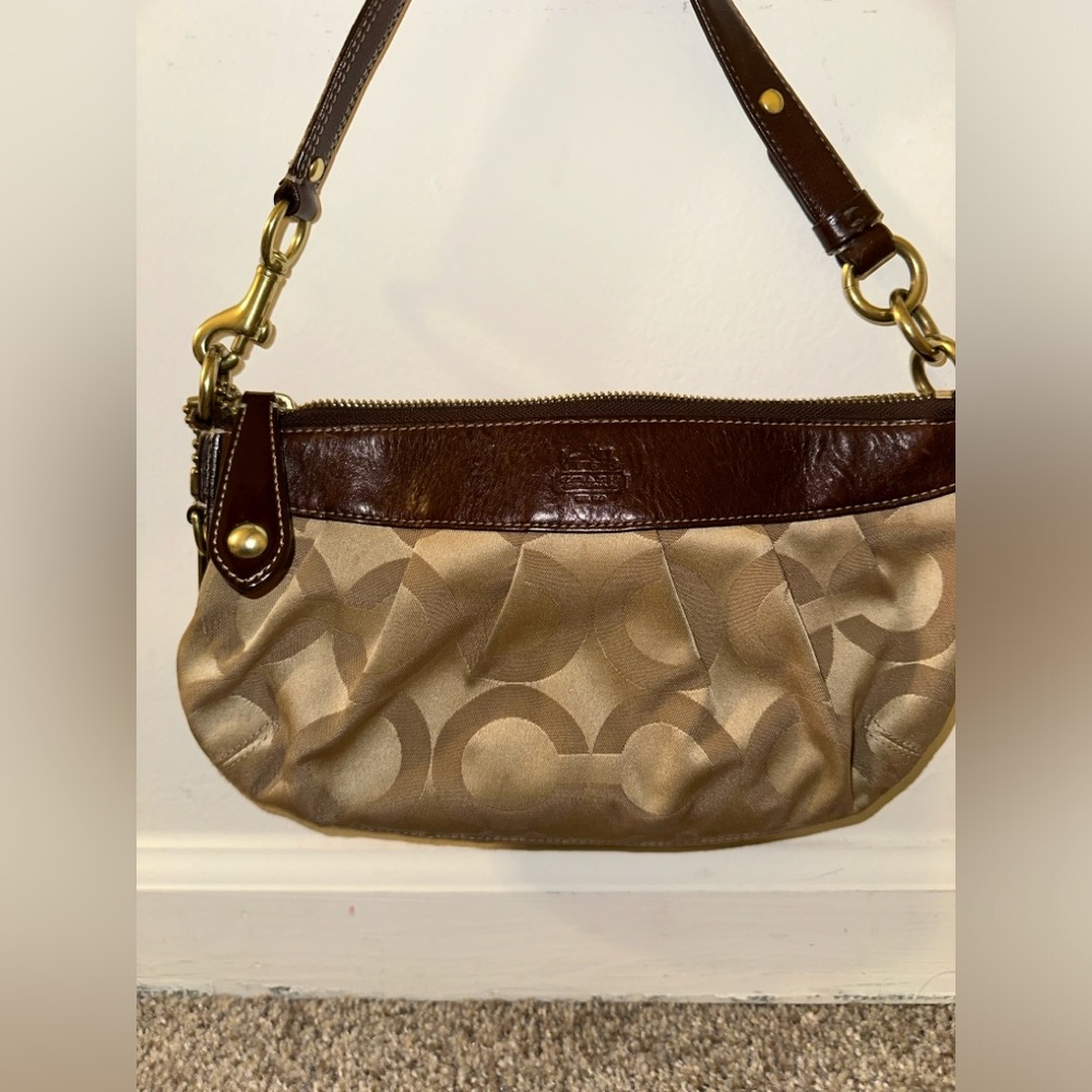 Vintage Coach Madison Classic Logo Gold & Brown Leather Handbag